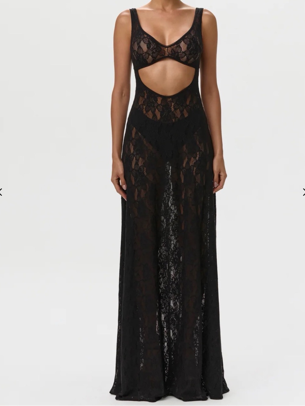 naked wardrobe Black Lace Cutout Maxi Dress size XL like new